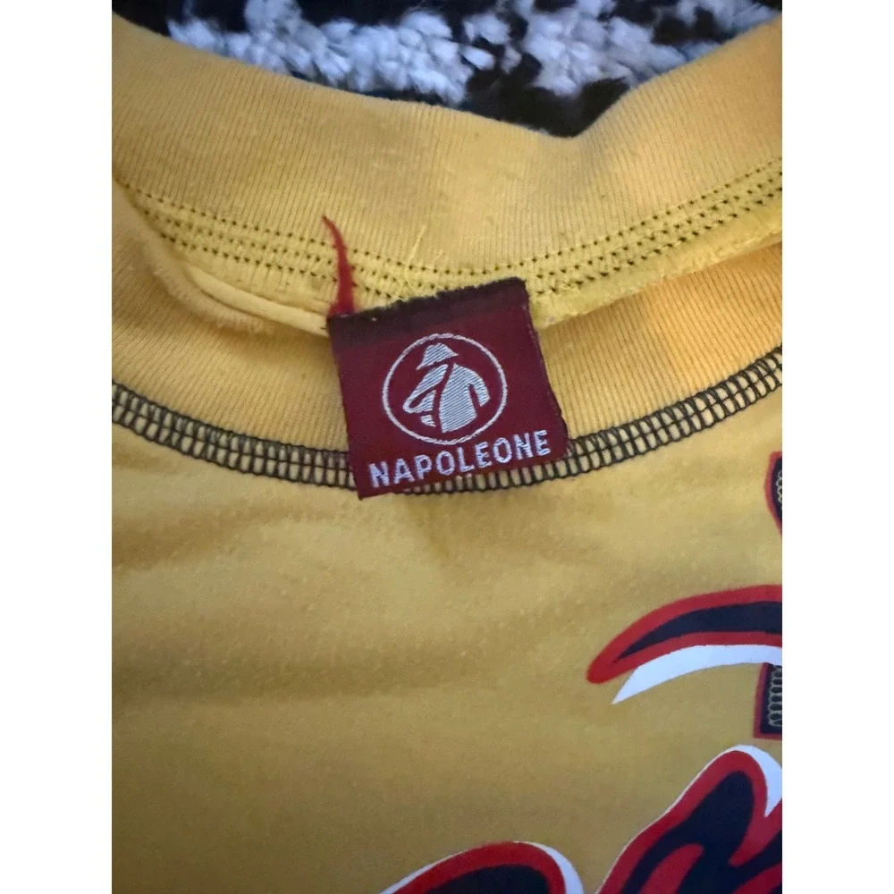 Napoleone Seven 7 Graphic T-Shirt Mens Yellow Black Mesh Shoulder Streetwear Tee